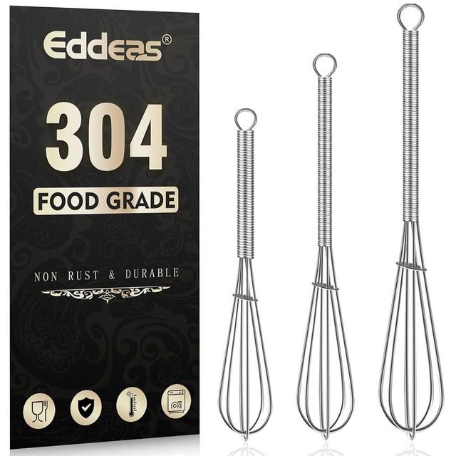 Eddeas Small Whisk Stainless Steel, Mini wire Whisk 3 Pieces, 5in, 6in & 7in Tiny Whisk Perfect for Whisking, Beating, Mixing Sauces & Blending Ingredients.