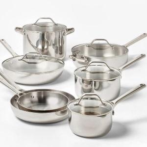 12 PCS Pots & Pans Set with Tempered Glass Lids Handles