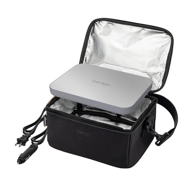 Bentgo Heat - Electric Lunch Bag & Food Warmer for Reheating Meals in Car, at Work & More - Heated Lunch Box Warmer for Adults, Students & Shift Workers, 12V/24V Auto & 120V Wall Cords (Carbon Black)