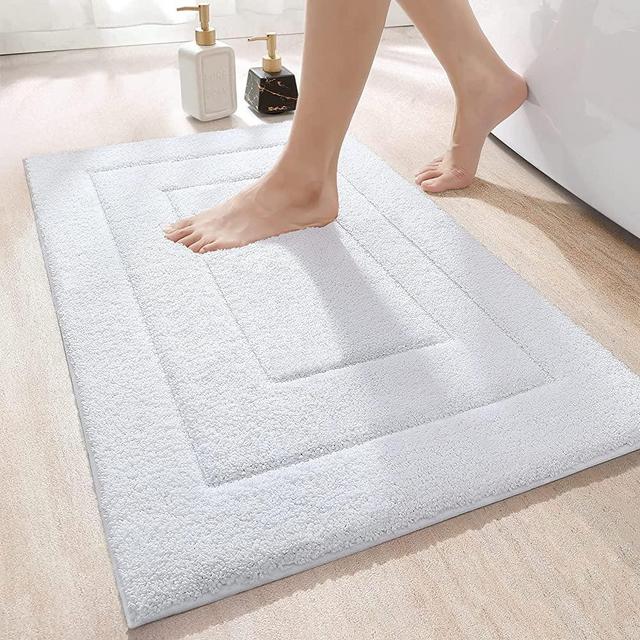 DEXI Bathroom Rug Mat, Extra Soft Absorbent Premium Bath Rug, Non-Slip Comfortable Bath Mat, Carpet for Tub, Shower, Bath Room, Machine Wash Dry, 16"x24", White