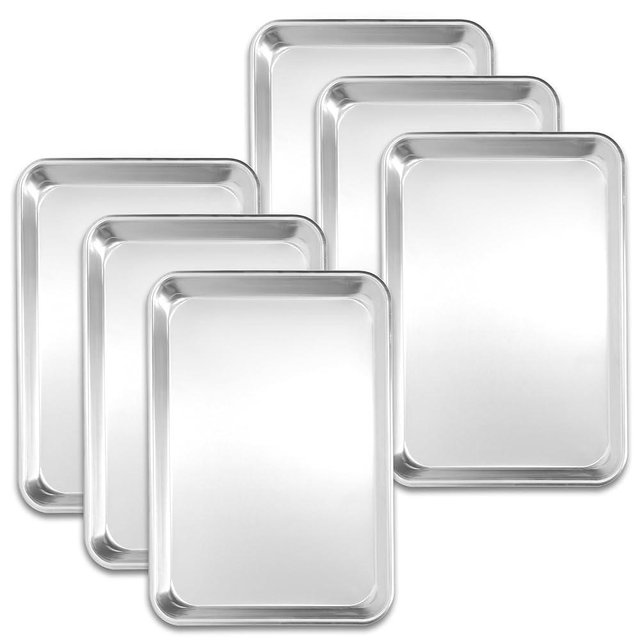 STEELUS 6 Pack Half Size Baking Sheet Pans, Aluminum Comercial Cookie Sheets Non-Stick, 18"x13"