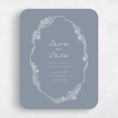 Blue Rounded Wedding Save the Date - Ariadne Portrait