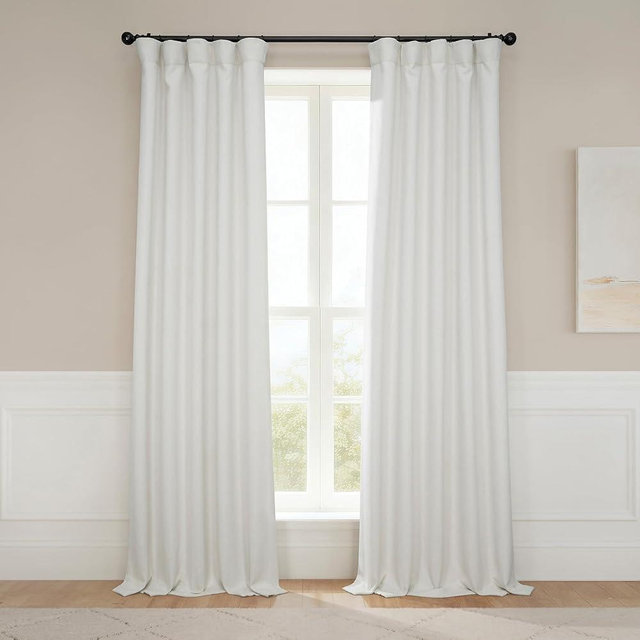 HPD Half Price Drapes - Faux Linen Curtains for Living Room (1 Panel) - 50W X 96L - Textured Room Darkening Curtains for Bedroom 96 Inches Long - Drapes Home Decor, Birch (Pack of 2)