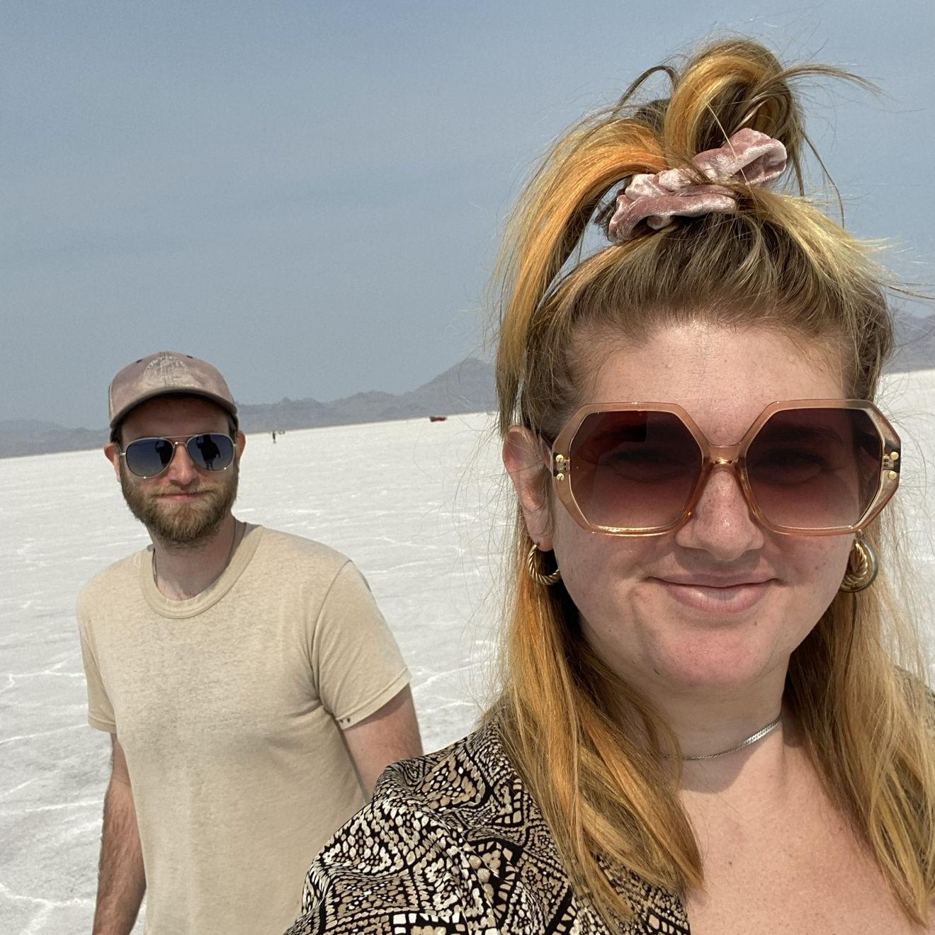 First Road Trip together. Us on the Salt Flats
