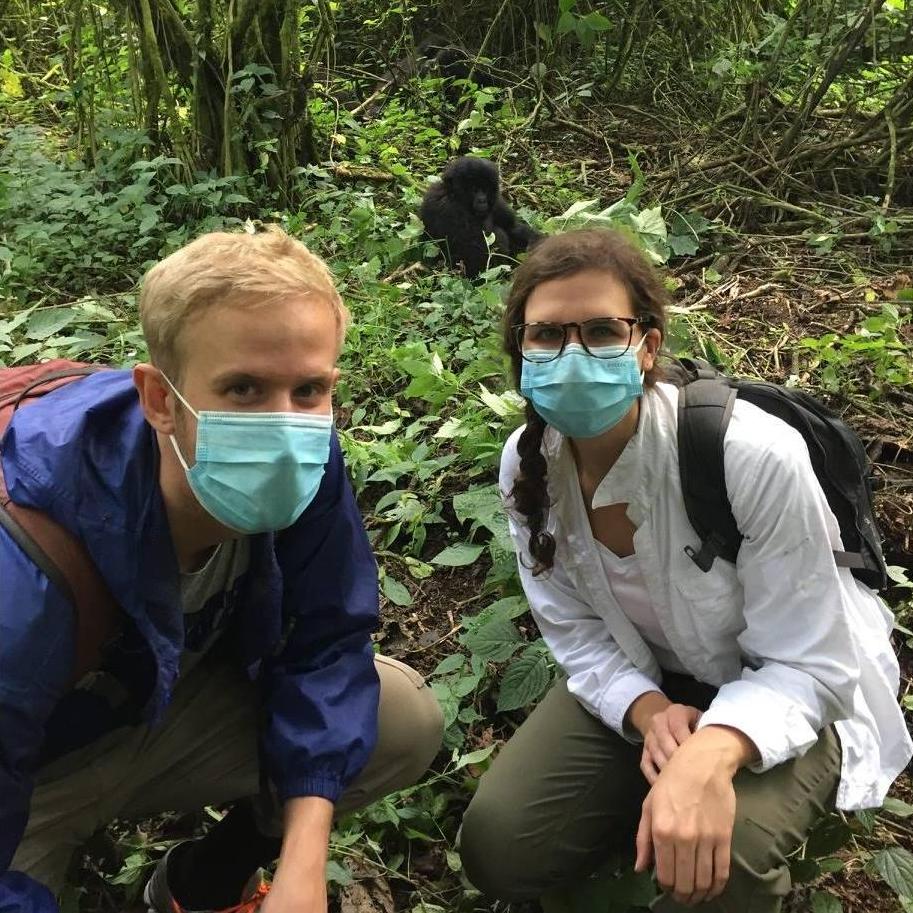 Hanging out with a baby gorilla in the Democratic Republic of the Congo