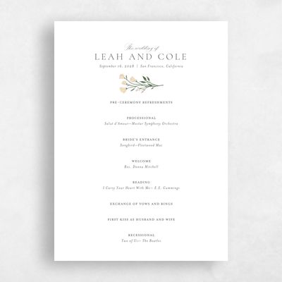 Multi-Colored Wedding Program - Melody