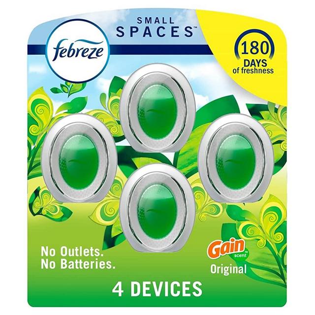 Febreze Small Spaces Air Freshener, Plug in Alternative Air Freshener for Home Long Lasting, Gain Original Scent, Bathroom Air Freshener, Closet Air Fresheners, Odor Fighter for Strong Odor (4 Count)