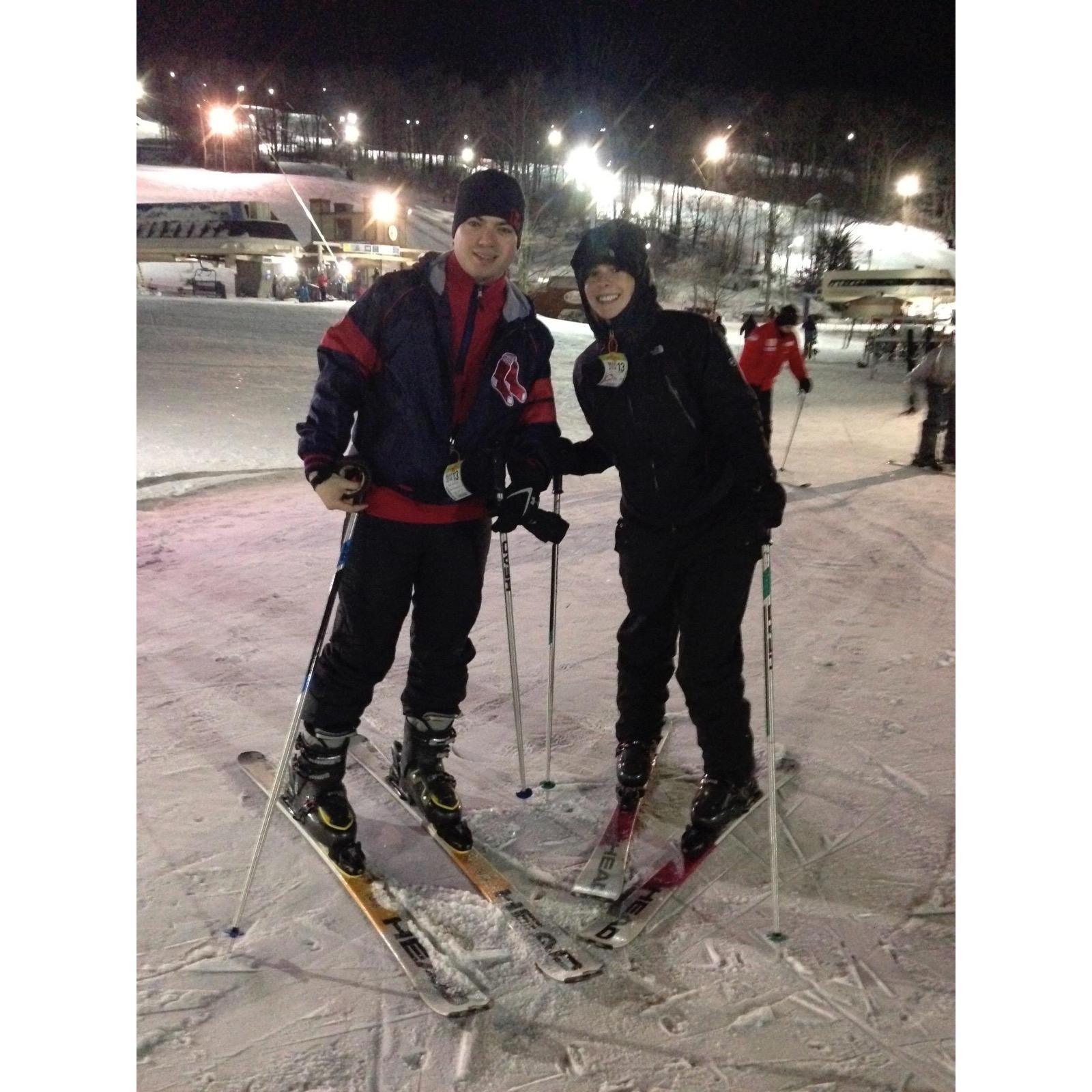 Our first time skiing.