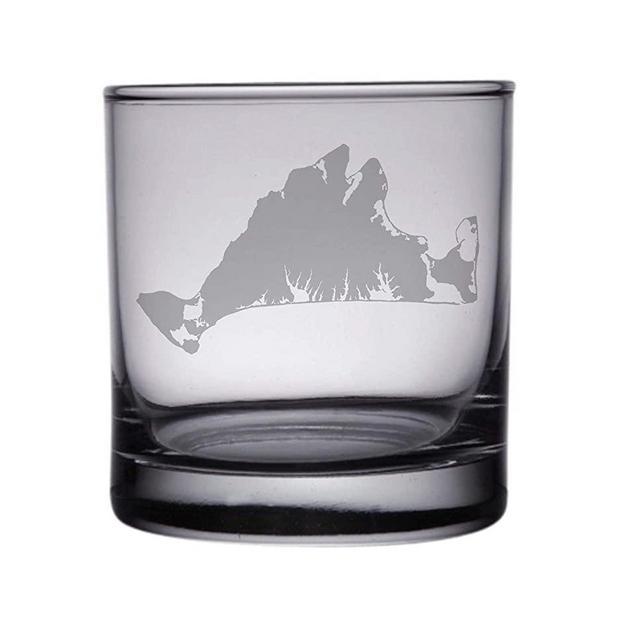 Martha's Vineyard Map - Engraved Rocks Glass Set of 2