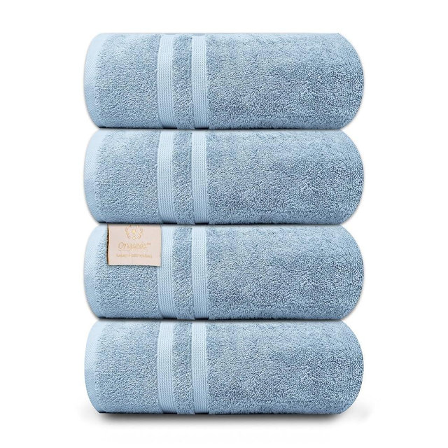Organix Oversized 4 Piece Soft Bath Sheets Towels 550 GSM Cotton Bath Towels Extra Large 35"x70", Highly Absorbent & Quick Dry, Super Soft Hotel Quality Extra Large Bath Towels, Daily Use (Light Blue)