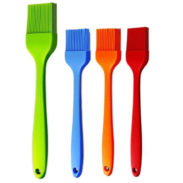Basting Brush Silicone Pastry Baking Brush BBQ Sauce Marinade Meat Glazing Oil Brush Heat Resistant , Kitchen Cooking Baste Pastries Cakes Meat Desserts, Dishwasher Safe 4Pack (10.2"+ 3 8.2" - 4Pack)