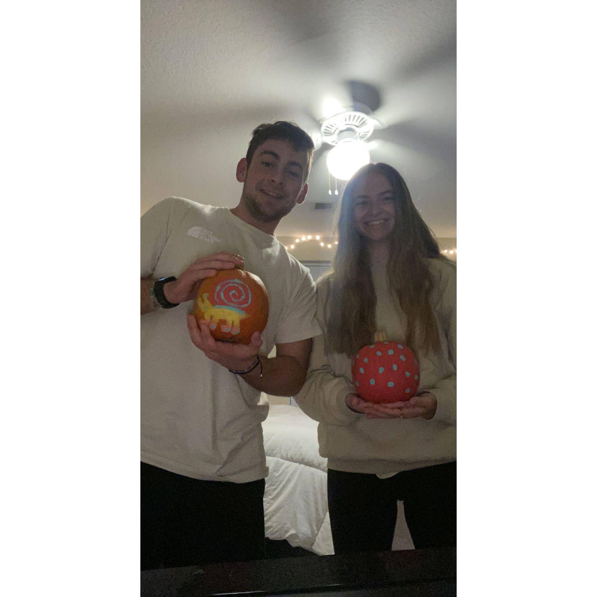 The beginning of our pumpkin painting tradition