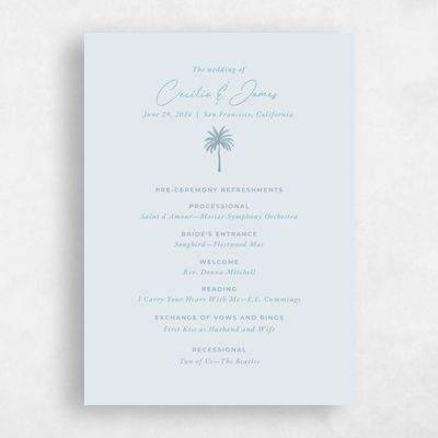 Ice, Blue Wedding Program - Seaview