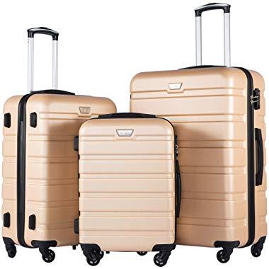 Coolife Luggage 3 Piece Set Suitcase Spinner Hardshell Lightweight TSA Lock 4 Piece Set