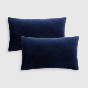 Navy Cotton Velvet Pillow Cover - Set of 2