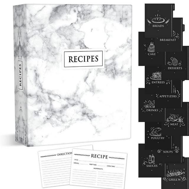 Recipe Organizer with 50 Recipe Cards 4x6 and Full Page Dividers, Recipe Book Binder, Recipe Binder Kit, Recipe Binder, Cookbook Binder, Recipe Organizer Binder, Recipe Books Holder.