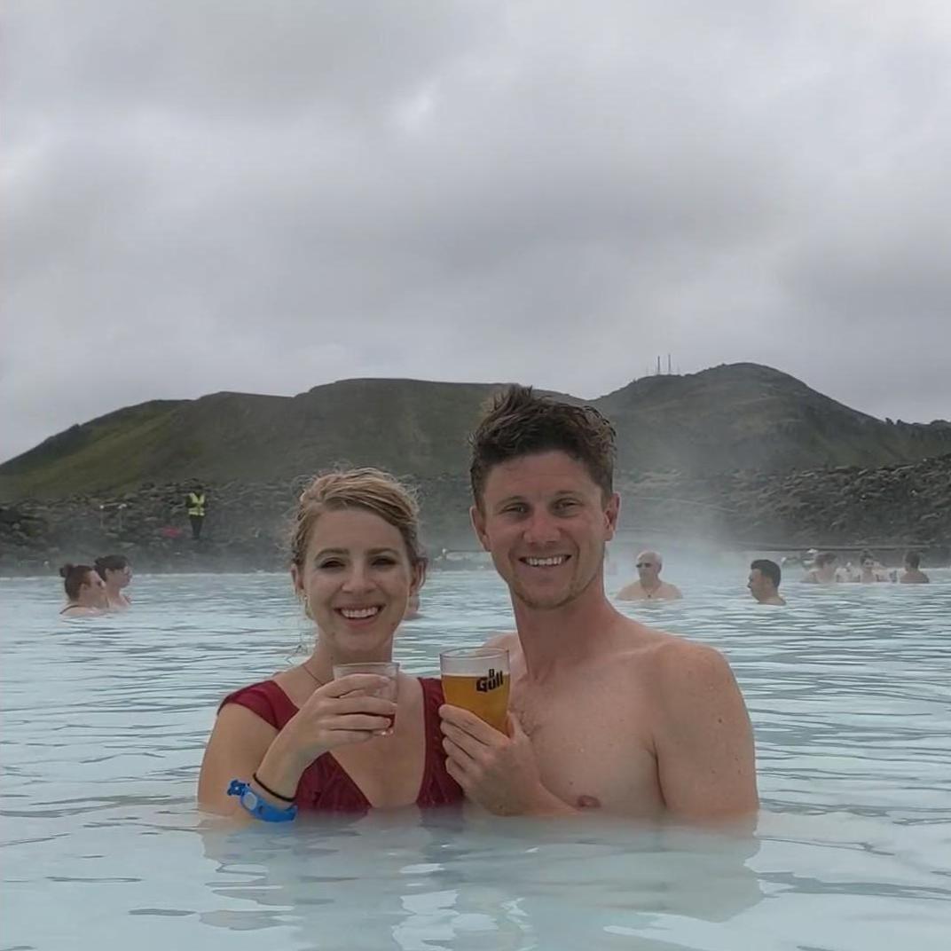 In the Blue Lagoon in Iceland!
