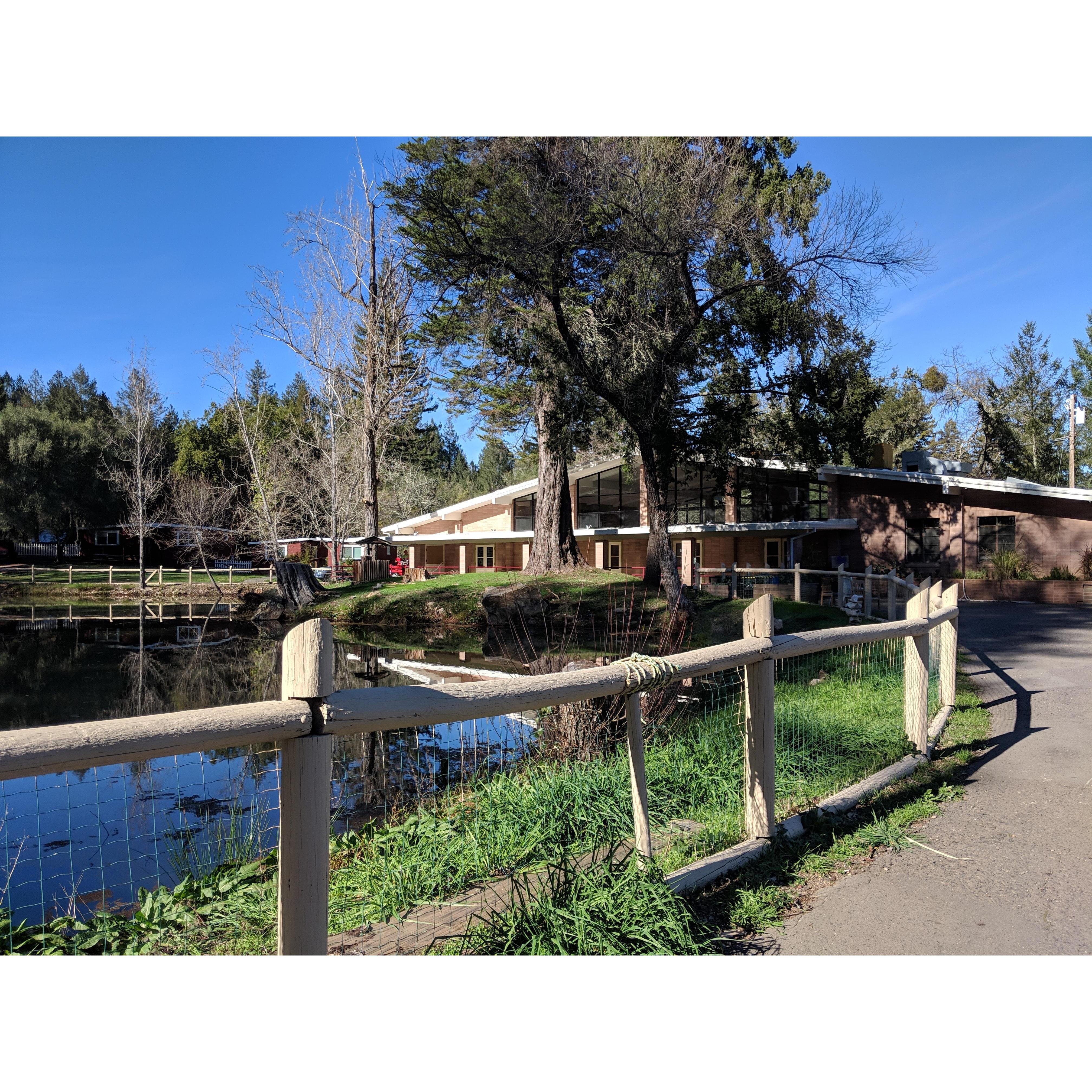 Dining Hall and Pond at Enchanted Hills