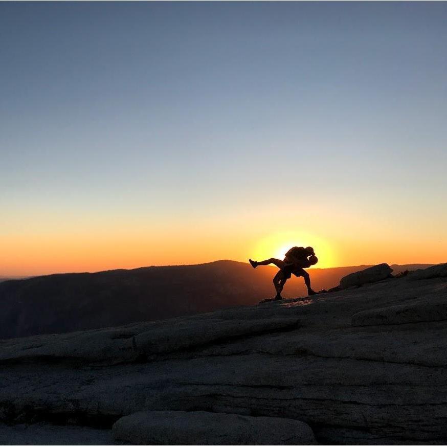 Sunset at the top of Half Dome in Yosemite
