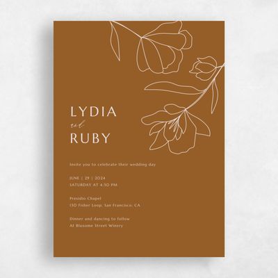 Deep Ochre, Orange Wedding Invitation - Emeline Classic