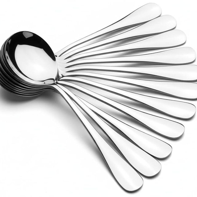 12 Piece Soup Spoons, High Grade Stainless Steel Soup Spoons, Dishwasher Safe Spoons Silverware