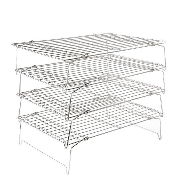 Flagship 4-tier Cooling Baking Rack Heavy Duty Made of 100% 304 Stainless Steel Thick Wire, Stackable Stand Cooling Rack Set for Cookies, Cakes and More