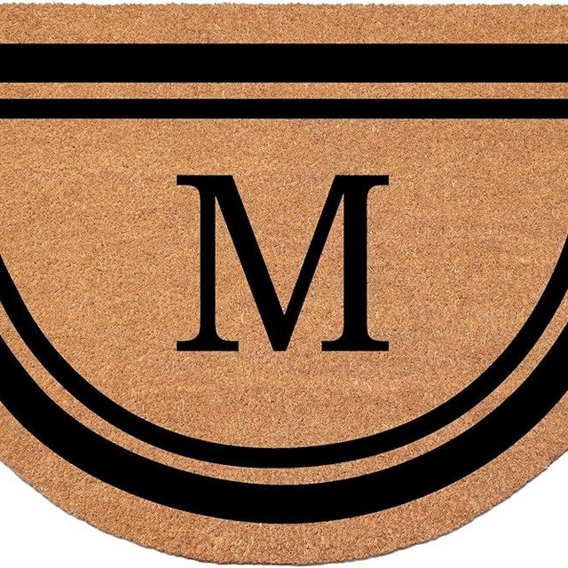Calloway Mills Half Circle Black Border 18" x 30" Monogram Doormat (Letter M)
