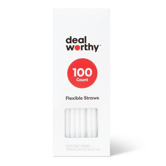 Plastic Flexible Straws - 100ct - Dealworthy™
