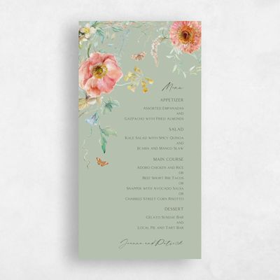 Laurel Green Wedding Menu - Aurelia