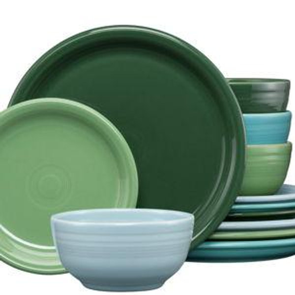 Mixed Aegean Bistro Coupe 12-Piece Dinnerware Set, Service for 4