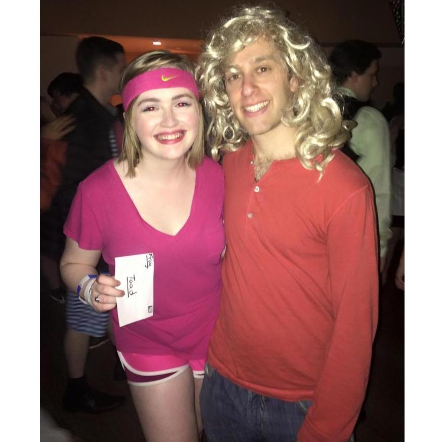 At the annual Performing Arts Council party, Bacchanal, we reprised two of our "famous" roles — the Snail with the Mail and Claude from Hair.
