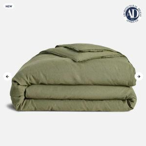 Washed European Linen Duvet Cover in Fresh Moss