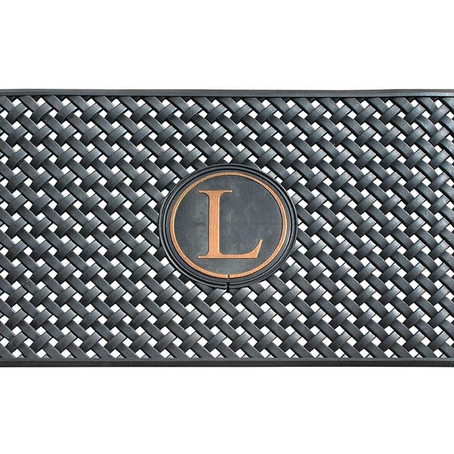 A1HC Large Monogrammed Door Mat, Natural Rubber, 24x39, Ideal for Any entryway, Scrapes Shoes Clean of Dirt & Grime, Door Mats for Entry, Patio, Busy Areas, Black