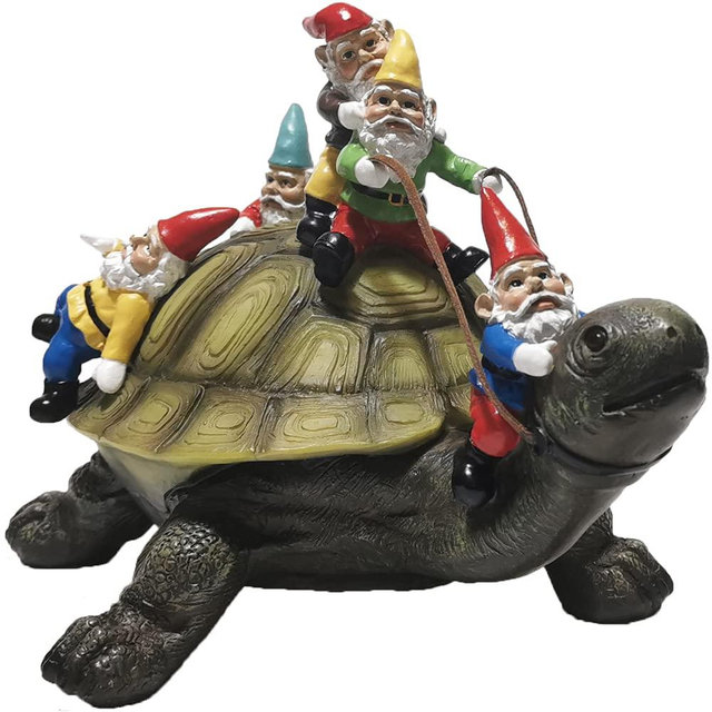 Sunthus Garden Gnome Turtle Statues Yard Art Resin Figurine Decorations Outdoor Garden Décor