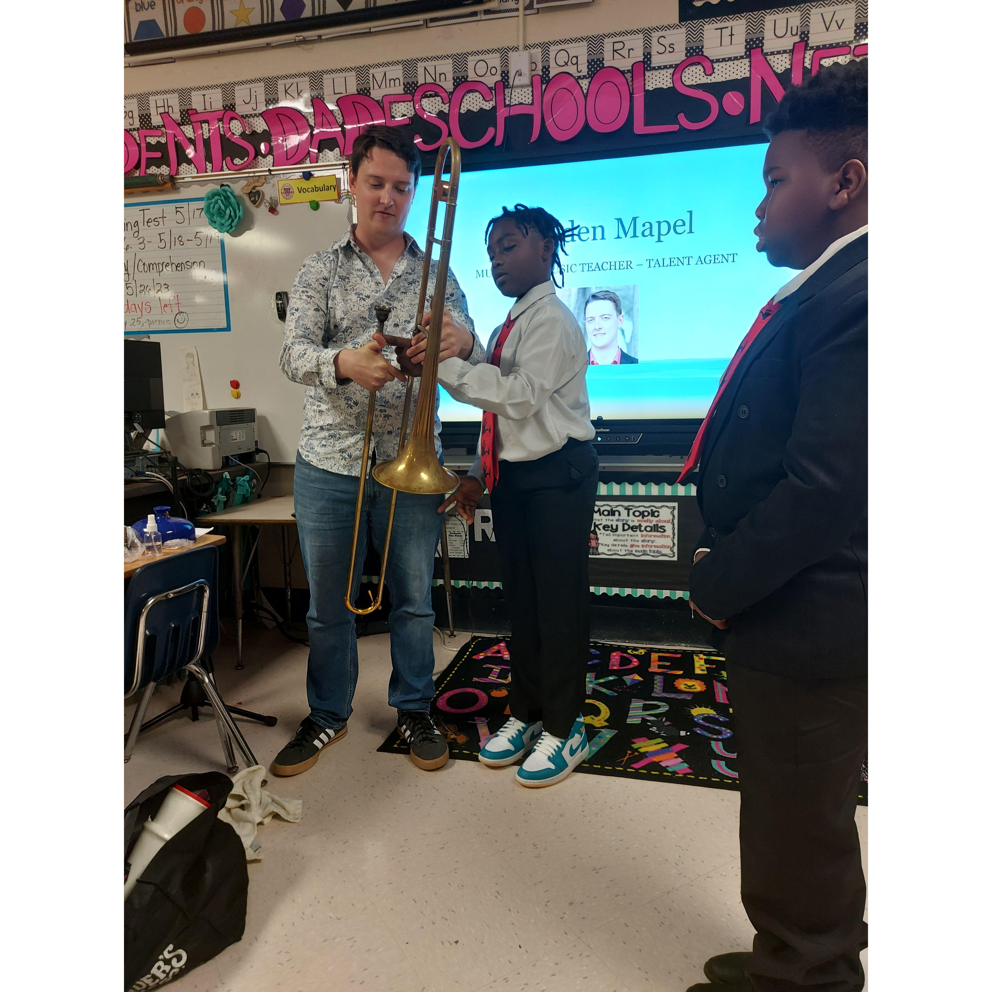 Hayden at career day, Kelsey L. Pharr Elementary.