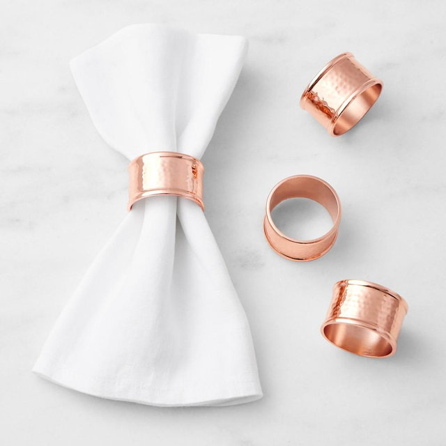 Hammered Copper Napkin Rings, Set of 4