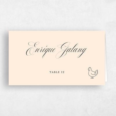 Buttercream, Beige Wedding Place Card - Azurite Chicken