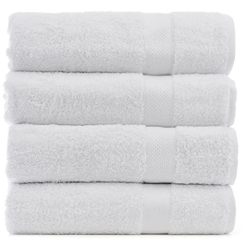 Luxury Hotel & Spa Towel Turkish Cotton & Bamboo Rayon (White, Bath Towel - Set of 4)