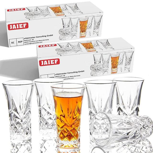 JAIEF Set of 12 Tequila Glasses Heavy Base Shot Glass Cordial Glasses 2 OZ