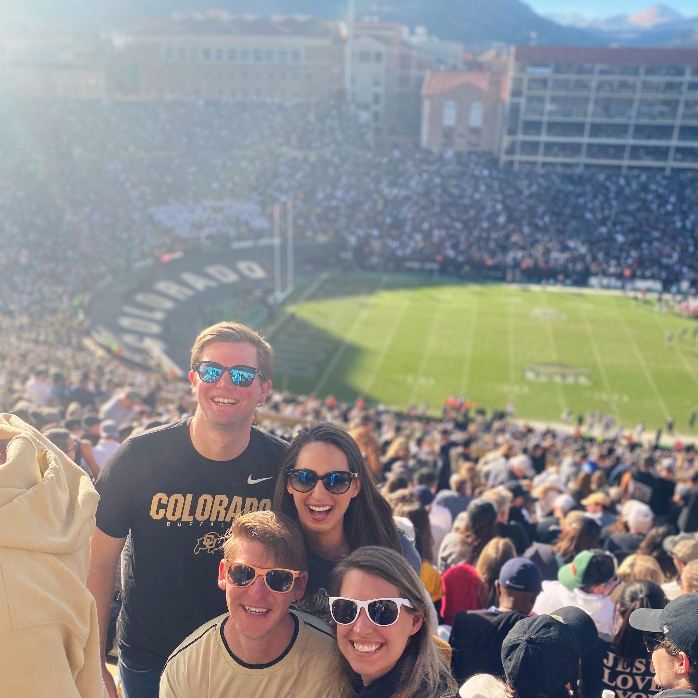 Hannah & Chris love Sports! Here they are attending a CU Football game with family. Skooo Buffs!