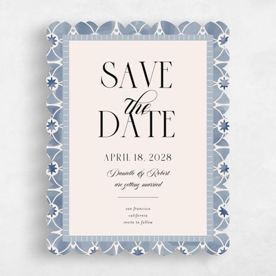 Blue Scalloped Wedding Save the Date - Anafi Portrait
