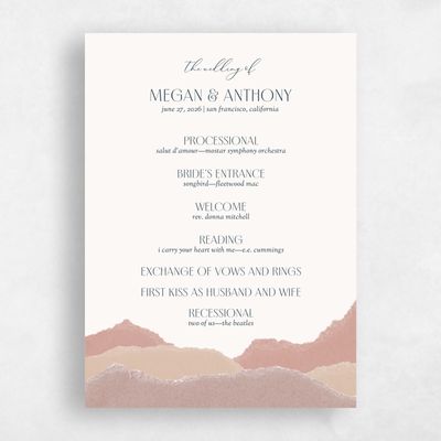 Dusty Terra Cotta, Pink Wedding Program - Lysander