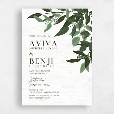Light Wood, Grey Wedding Invitation - Summerlin Corner