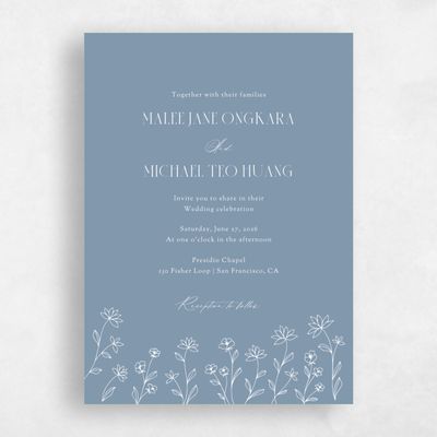 Storm Blue Wedding Invitation - Durham Portrait