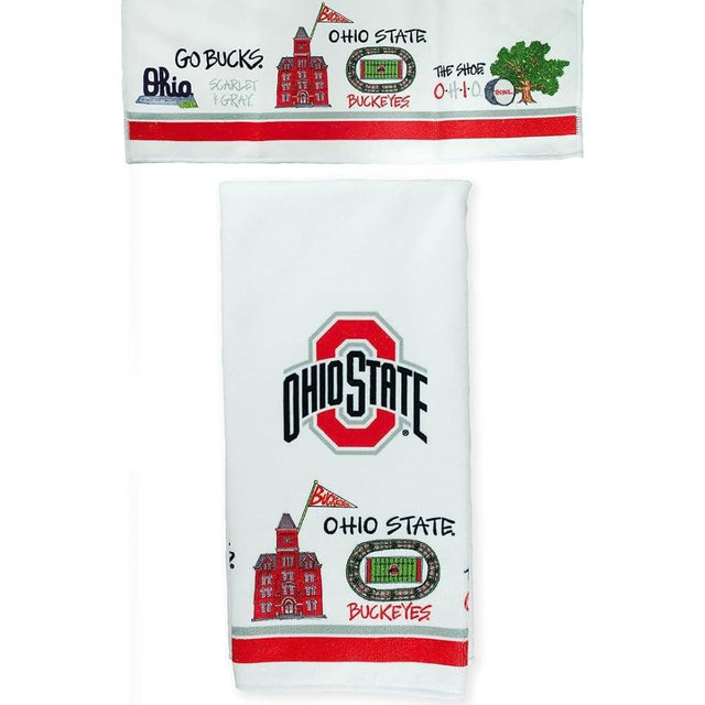 Magnolia Lane Ohio State University Big 10 Kitchen Hand Towel OSU Campus Icons- Reusable Cleaning Cloth- Microfiber Texture, Super Absorbent- Ideal for Student, Alumni, Housewarming