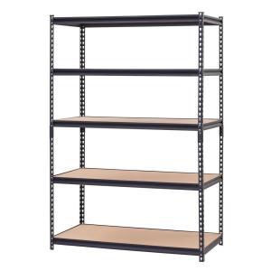 72 in. H x 48 in. W x 24 in. D 5-Shelf Steel Particle Board Shelves Commercial Shelving Unit in Black