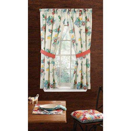 The Pioneer Woman Country Garden Window Curtain Panel, 40"W x 63"L , Set of 2, Multiple Sizes