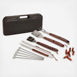 18-Piece Wooden Handle Grilling Set