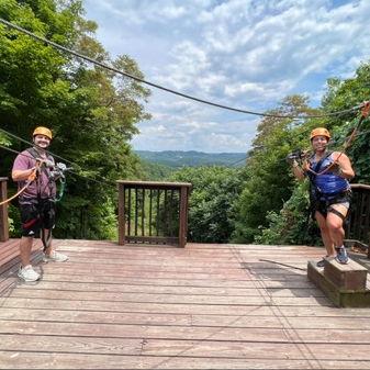 Ziplining through a national park (New River Gorge in WV) was a great way to spend our first 4th of July together