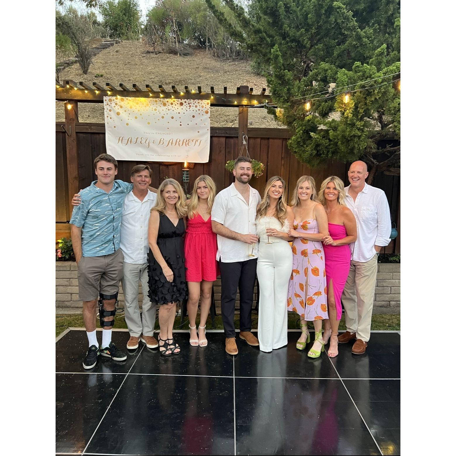 Both of our families at our Engagement Party- August 2023